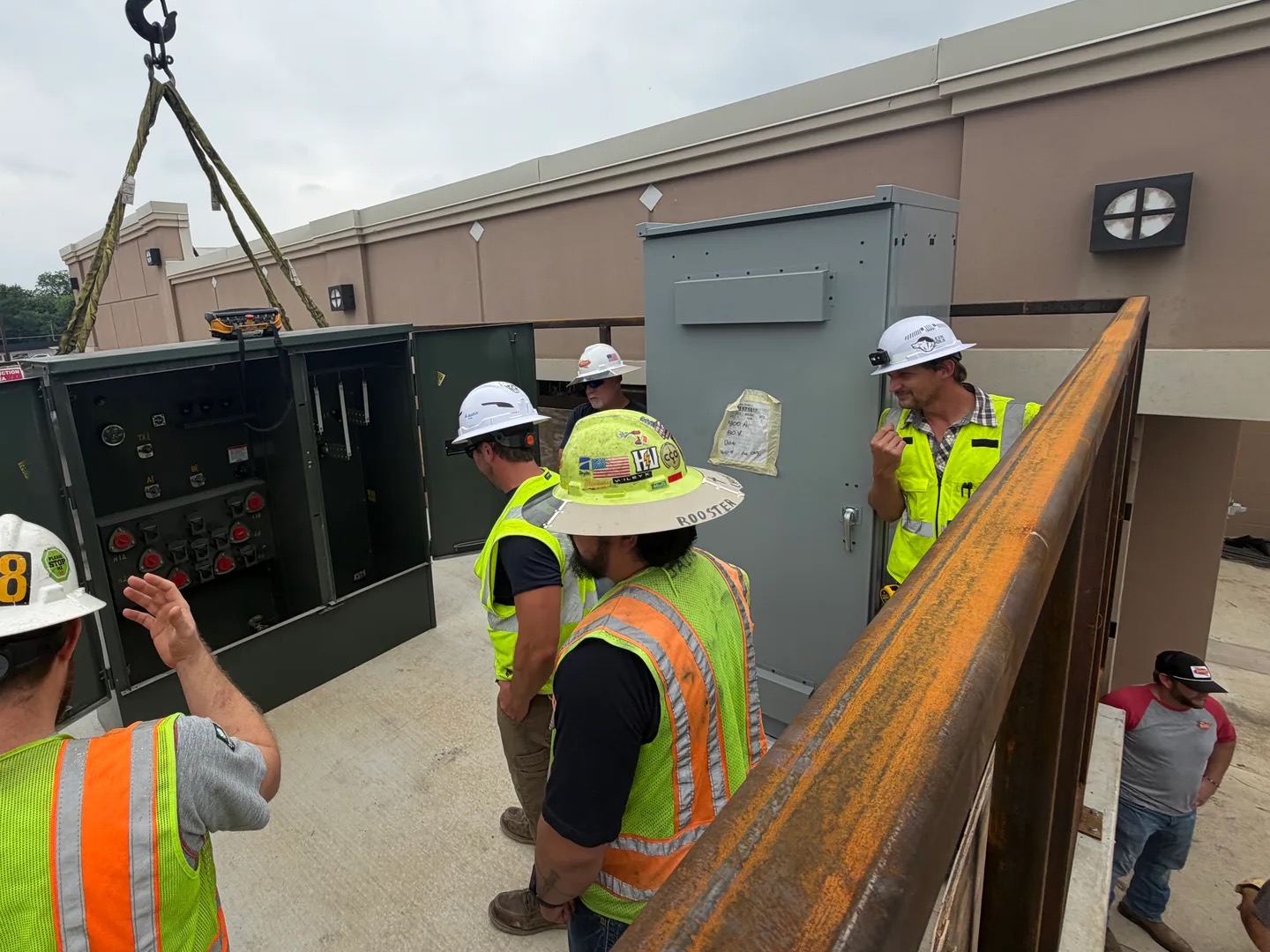 Faith Energy field team coordinating commercial electrical work at HMart in Austin, Texas
